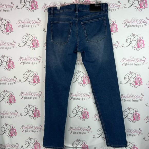 Tailor Vintage pants denim Men's Dark Blue Slim Straight Jeans - Picture 2 of 10